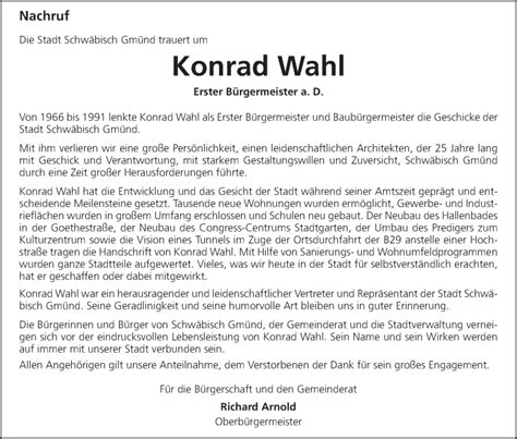 Traueranzeigen Von Konrad Wahl Ostalbtrauer