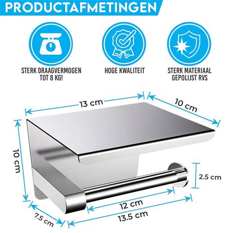 Sanics Wc Rolhouder Zilver Toiletrolhouder Zonder Boren Met Plankje