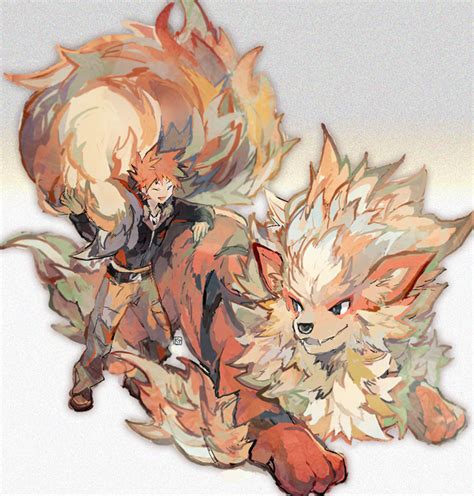 Blue Oak And Arcanine Pokemon And More Drawn By Kantarou Kan