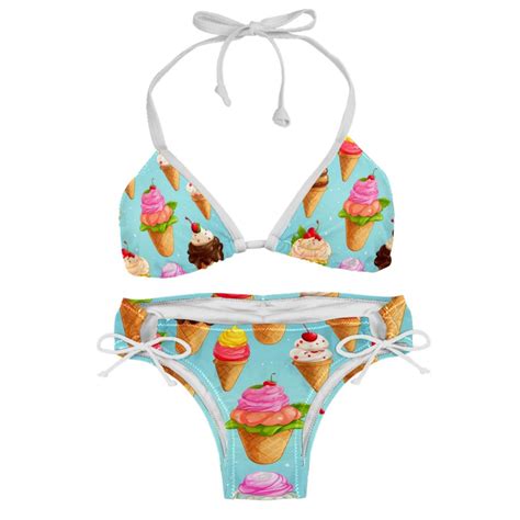 Ice Cream Stylish Bikini Set With Detachable Sponge Adjustable Strap