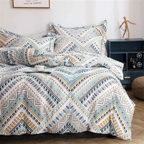 Boho Duvet Cover King 100 Cotton Boho King Bedding Set 3 Pieces Shabby Chic Turquoise King