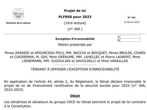 Elodie Dievart on Twitter Le groupe des senateursCRCE ont déposé