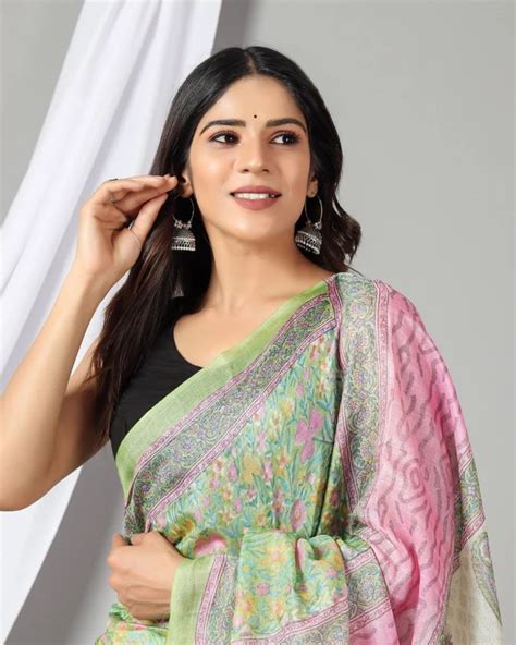 Pista Green Printed Tussar Silk Saree M With Blouse Piece At