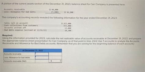 Solved A Portion Of The Current Assets Section Of The Chegg