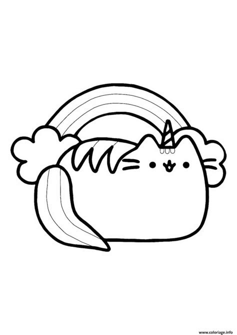 Coloriage Pusheen Licorne Arc En Ciel Jecolorie