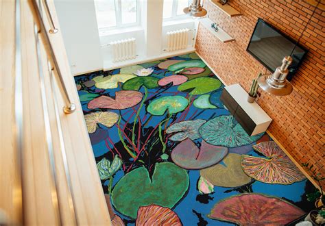 3d Lotus Leaf Pattern Painting 96126 Allan P Friedlander Floor Mural