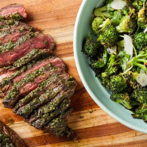 Seared Flank Steak With Charred Broccoli Chimichurri Americas Test