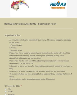 Innovation Award 2019 Submission Form Template Jotform