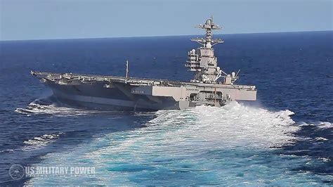 Us Navy Releases Incredible Video Of Uss Gerald R Ford Conduct High Speed Turns Youtube