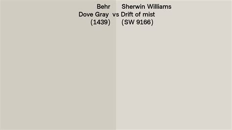 Behr Dove Gray 1439 Vs Sherwin Williams Drift Of Mist Sw 9166 Side