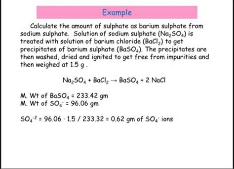 Solved Example Calculate The Amount Of Sulphate As Barium Chegg