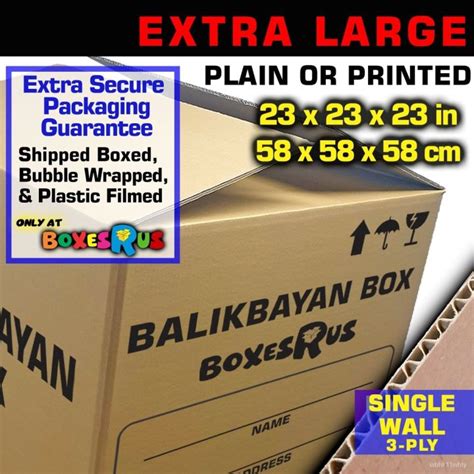 Balikbayan Box Extra Large Jumbo Corrugated 23x23x23 Single Wall Plain