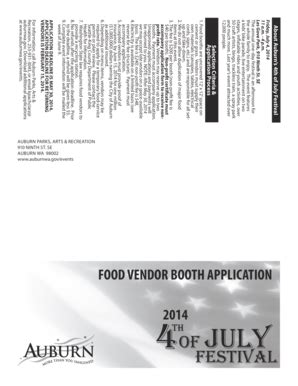 Fillable Online Auburnwa Food Vendor Booth Application City Of