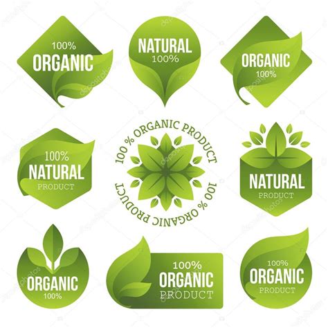 Green Organic Products Labels Stock Vector Maglyvi