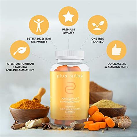 Plus Vitae Turmeric Gummies With Immunity Boost Organic Curcumin And Ginger Gummies Vegan Non