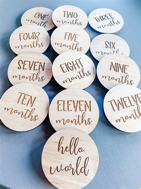 Baby Monthly Milestone Markers Engraved Wood Monthly Markers Etsy In