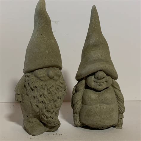 Garden Gnome Couple Concrete Gnome Statue Tomte Nisse 3 1 2 Tall