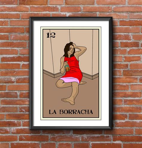 La Borracha Loteria 13x19 Art Printloteria Artloteria Printwall Arthome Decorfine Art