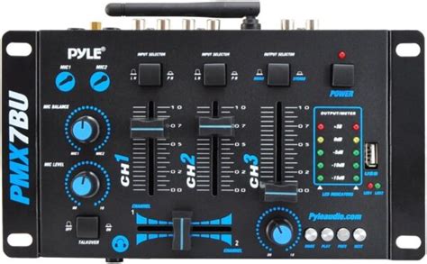 Pyle Pro Wireless Dj Audio Mixer 3 Channel Bluetooth Compatible Dj