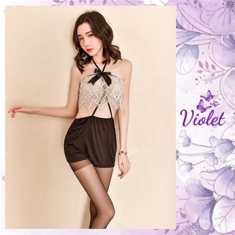 Jual Violet Lingerie Seksi Seragam Sekretaris Pakaian Dalam Seksi Rok Suspender Renda Tembus