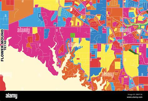 Colorful Vector Map Of Flower Mound Texas USA Art Map Template For