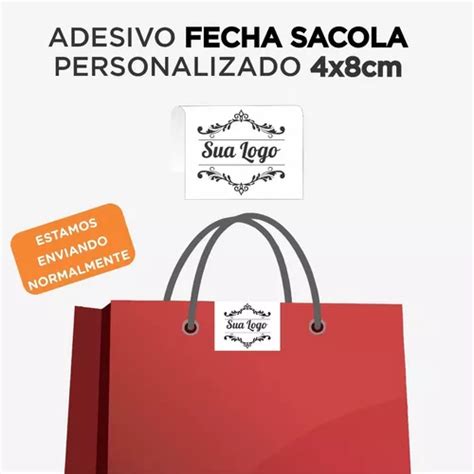 1000 Adesivo Fecha Sacola Personalizado 8x4cm Parcelamento Sem Juros