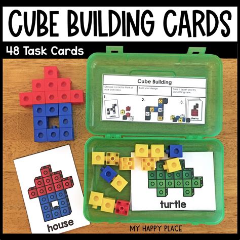 Snap Cube Building Cards Fine Motor Skills Task Boxes My Happy