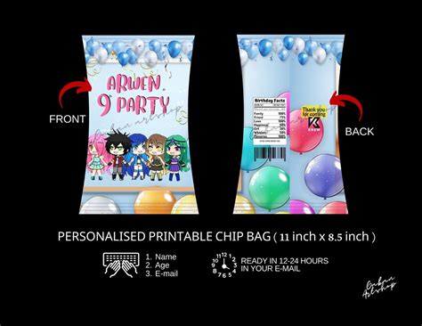 Personalised Printable Itsfunneh Chip Bag Itsfunneh Cake Topper