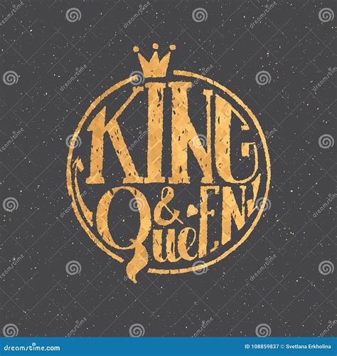 King and Queen Logotype, Badge. Hand Drawn Script Lettering Quote ...