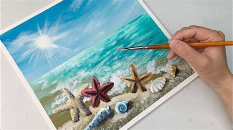 Beach Seashell Painting For Beginners Easy Beach Acrylic Painting