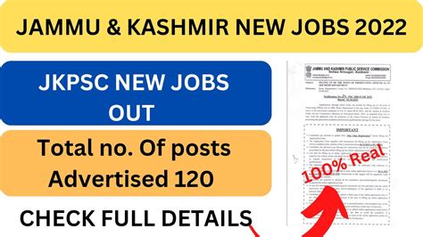 Jammu Kashmir New Jobs 2022 JKPSC New Jobs Out Total No Of