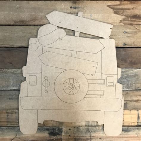 Buy Front Of Jeep Wood Cutout Unfinished Craft Paint By Line