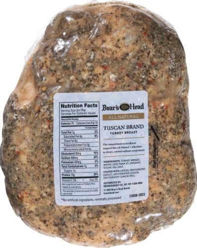 Boars Head All Natural Tuscan Brand Turkey Breast 1 Lb Frys Food