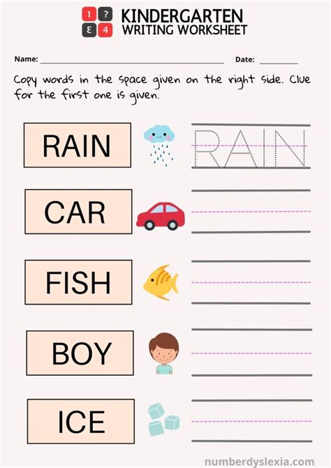 Free Printable Kindergarten Writing Sheets Printable Worksheets