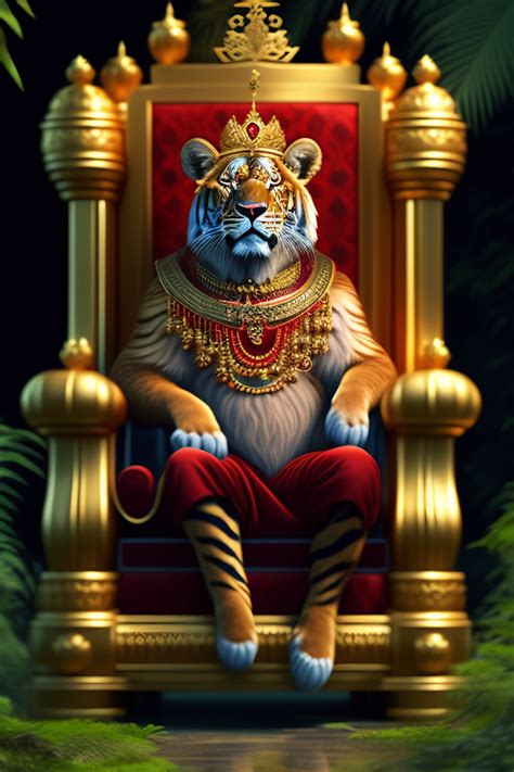 Lexica King Lion Sitting On Throne With Crown In Jungle Lions