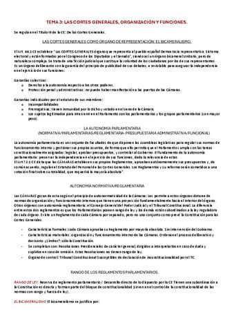 Tema Las Cortes Generales Organizacion Y Funciones Pdf