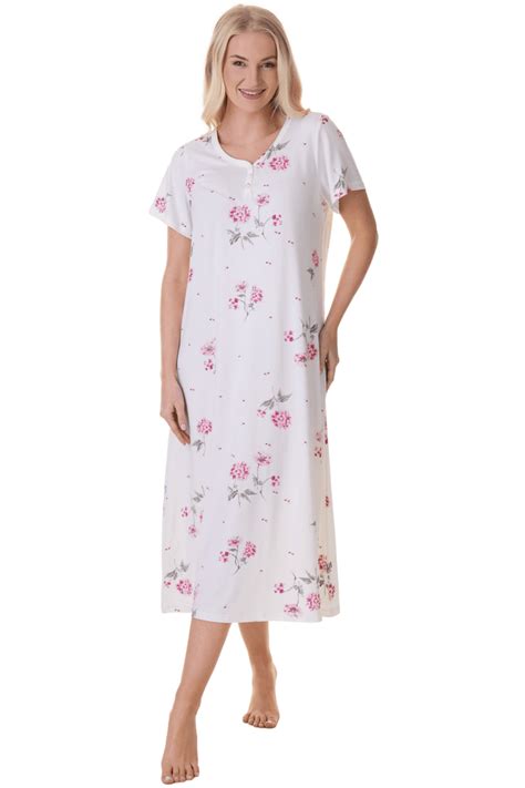Camille Camille Womens Luxury Floral Short Sleeve Nightdress Pink Camille From Camille Lingerie Uk