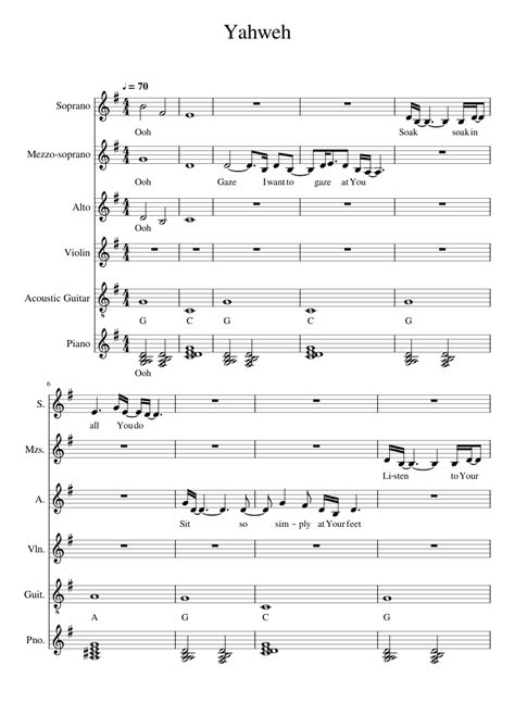 Yahweh Full Score Sheet Music For Piano Soprano Alto Mezzo Soprano And More Instruments Piano