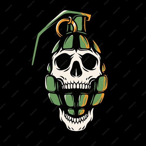 Premium Vector Grenade Skull Illustration Vector