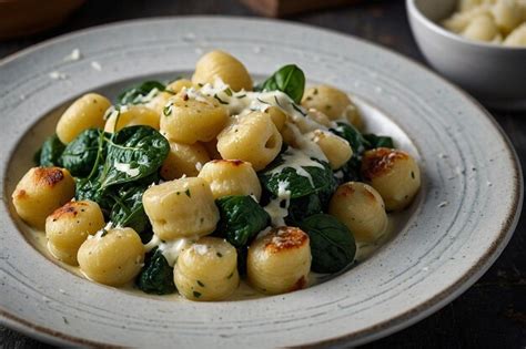 Premium Photo Gnocchi With Creamy Gorgonzola And Spinach