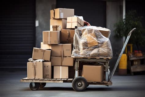 Premium Ai Image Stacked Cardboard Boxes On A Sack Barrow Transport