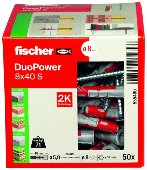 Fischer Cheville Duopower Vis 8x40 S 50bte Réf 535460 Pointp