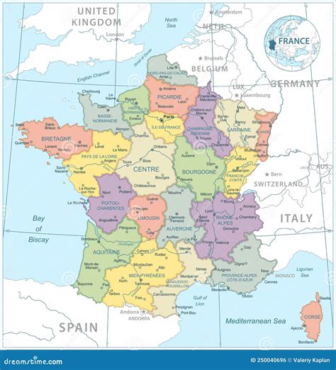 Map Of France Highly Detailed Vector Illustration Stock Vector