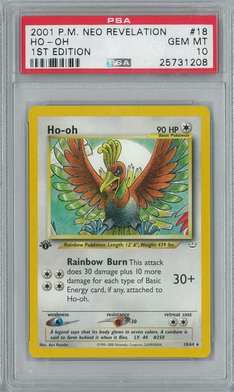 Pokemon Neo Revelation 1st Edition Ho Oh 1864 Psa 10 Gem Mint Da