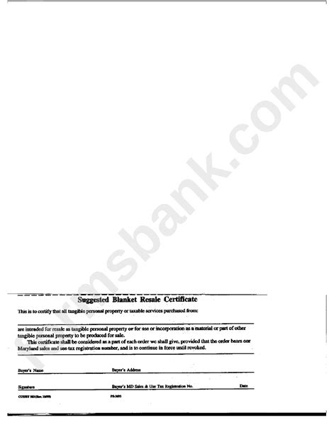 Form Cotst 103 Suggested Blanket Resale Certificate Printable Pdf