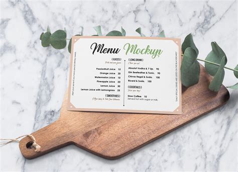 Free Landscape Hotel / Restaurant Menu Card Mockup PSD - Good Mockups