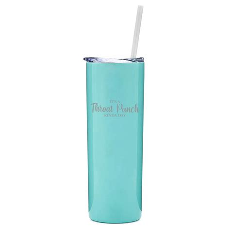 20 Oz Skinny Tall Tumbler Stainless Steel Vacuum Insulated Travel Mug With Straw Its A Throat