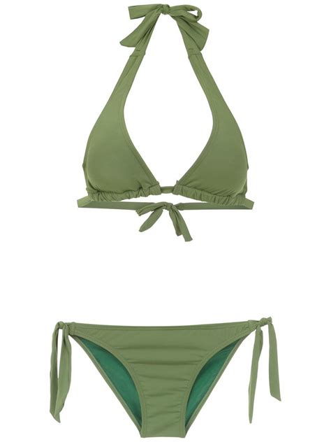 Green Plain Bikini Set From Amir Slama Featuring A Brazilian Style