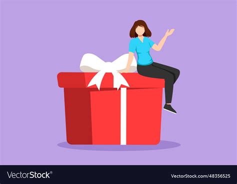 Cartoon Flat Style Drawing Businesswoman Sitting Vector Image