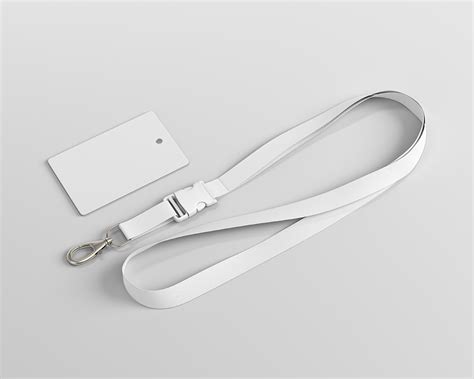 Id Card Lanyard Laid On The Surface In Overhead View Mockup Free